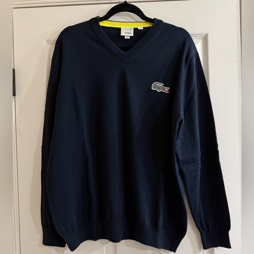 Lacoste Men's Navy V-Neck Sweater